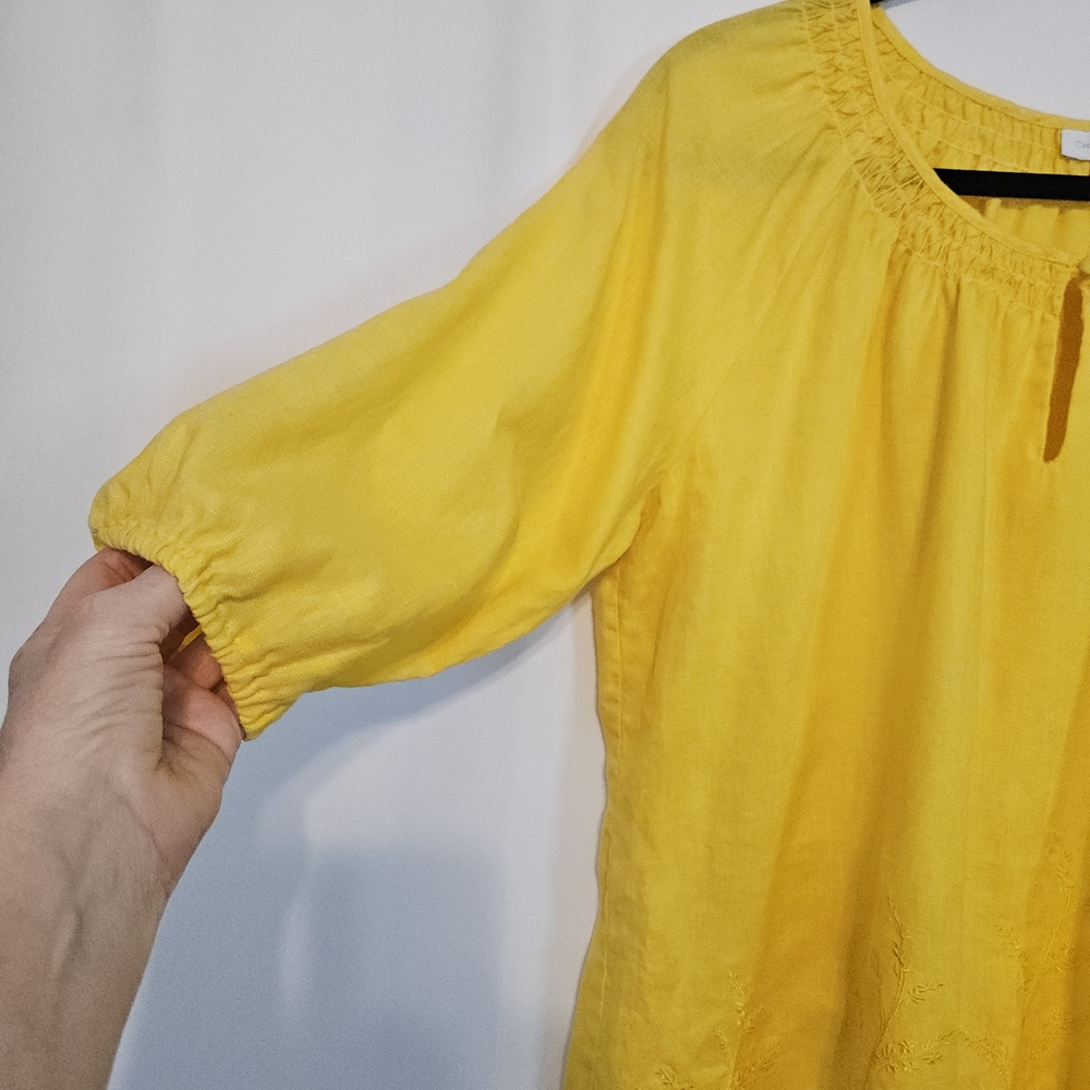Charter Club Lemon Yellow 100% Linen Blouse - Picture 6 of 11